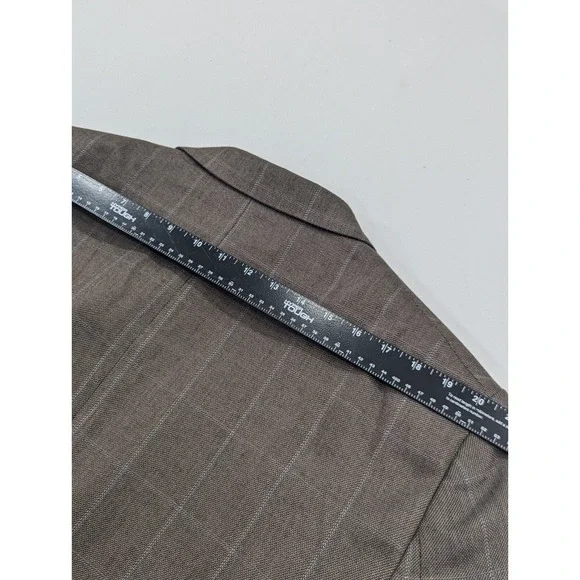 Jos. A Bank Blazer Coat Sport Jacket Silk Camel hair Window Pane 46R (22 Sleeve
